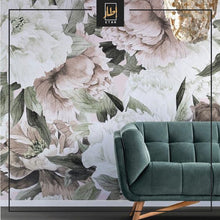 Load image into Gallery viewer, Floral Wallpaper  | Watercolor Soft Peony Flower Wall Mural