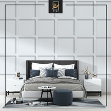 Load image into Gallery viewer, 3D Wood Panel  wallpaper , wall mural , Dark Blue , White , Grey , Beige Color
