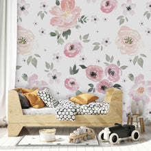 Load image into Gallery viewer, Vintage Floral wallpaper, Vintage nursery decor, Flower Pattern wall covering,