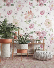 Load image into Gallery viewer, Vintage Floral wallpaper, Vintage nursery decor, Flower Pattern wall covering,
