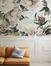 Load image into Gallery viewer, Floral Wallpaper  | Watercolor Soft Peony Flower Wall Mural
