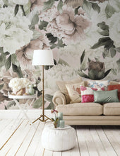 Load image into Gallery viewer, Floral Wallpaper  | Watercolor Soft Peony Flower Wall Mural