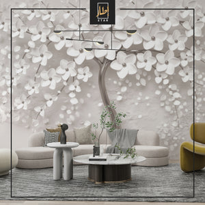 3d wallpaper tree flower removable wallpaper White 3D Floral wall mural linving room bedroom