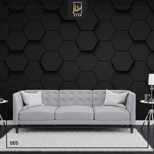 3D Black Pentagons, 3D Geometric Minimalist Wall Mural, Artsy Wall Art