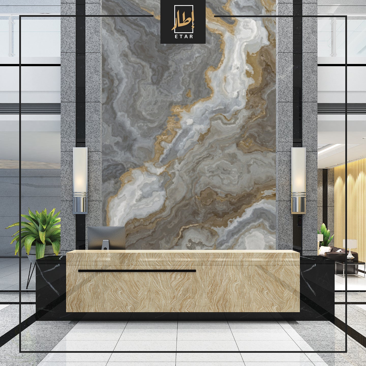 Grey and Brown Tones Marble Design Wallpaper Dark Colors Stone Wall Mural