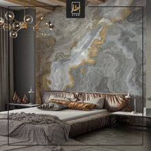 Load image into Gallery viewer, Grey and Brown Tones Marble Design Wallpaper Dark Colors Stone Wall Mural
