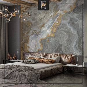 Grey and Brown Tones Marble Design Wallpaper Dark Colors Stone Wall Mural