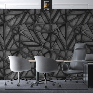 3D Wallpaper of Black Lattice Oak Wood