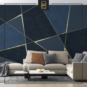 Golden lines pattern with Dark Blue Wallpaper