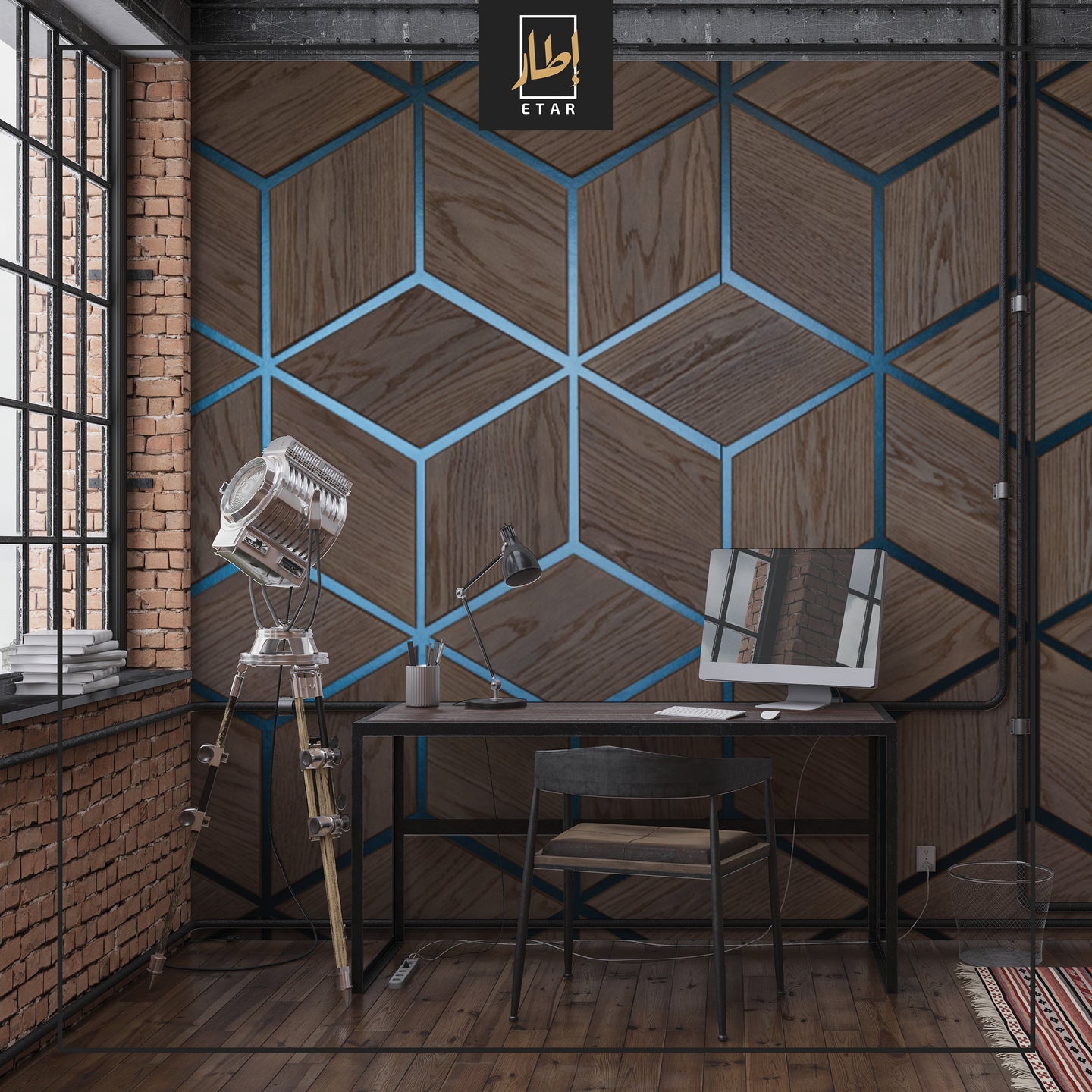 Wood Cubes Geometric Wallpaper Loft Wall Mural Grey Wall Mural 3D Wallpaper Office Wallpaper
