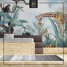 Load image into Gallery viewer, Kids Wallpaper Safari Jungle Animals Wall Mural
