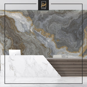 Grey and Brown Tones Marble Design Wallpaper Dark Colors Stone Wall Mural