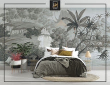 Load image into Gallery viewer, Amazon Forest Wallpaper, Tropical Botanic Wall Mural,Living Room Decor, Bedroom Wall Mural, Modern Wall Mural
