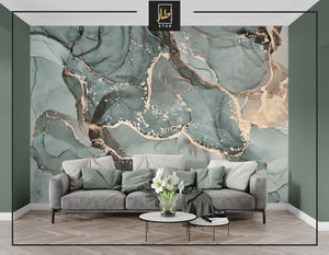 Green Marble Wallpaper- Marble Texture Mural- Living Room- Bedroom Wallpaper