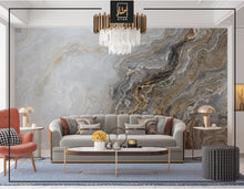 Load image into Gallery viewer, Marble Abstract Design Shades Of Brown Golden Look Yellow Wallpaper
