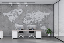 Load image into Gallery viewer, World Map with concrete wallpaper , wall mural
