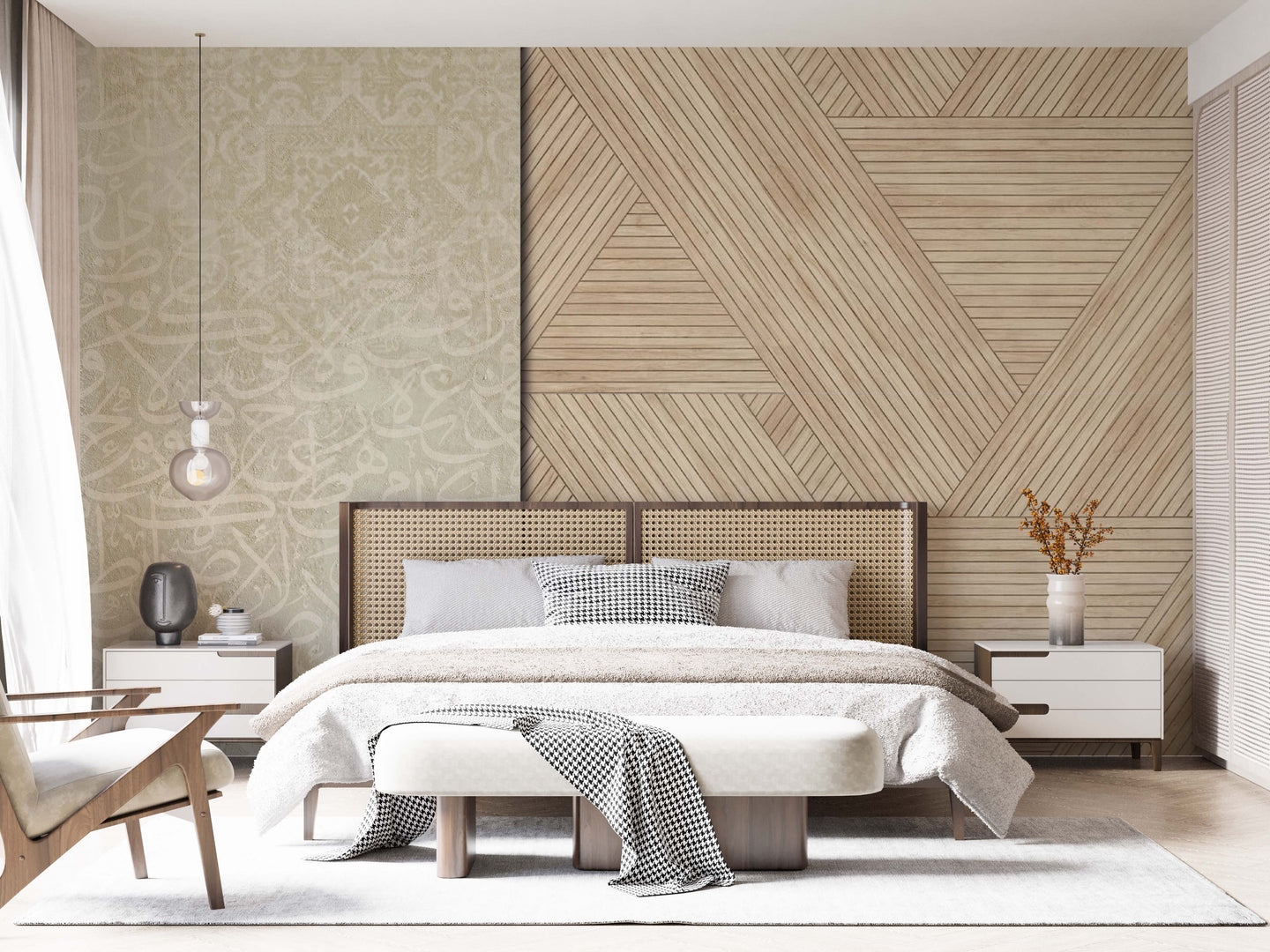 Beige calligraphy With wood wallpaper