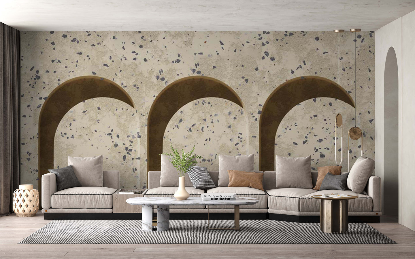 3D Arch with terrazzo wallpaper