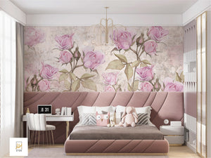 Pink flower wallpaper , wall mural