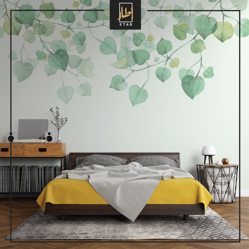 Watercolor Eucalyptus Leaves, Flowers Wallpaper Tropical Flowers Wall Mural