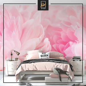 Tender Peony Wallpaper, floral wallcovering dramatic floral wall mural