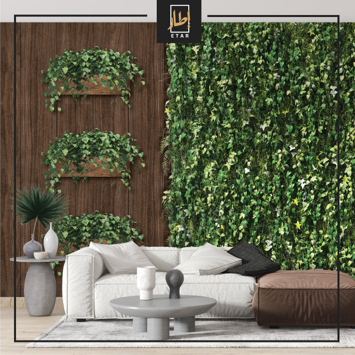 Garden wall with wood , wallpaper , wall mural