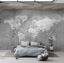 Load image into Gallery viewer, World Map with concrete wallpaper , wall mural
