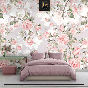 Pink Rose Regular Wallpaper - Renters decor