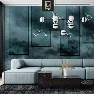 Fog and birds on 3D strips Wall Mural Bedroom Wallpaper Living Room