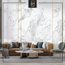 Load image into Gallery viewer, White Marble With Gold Line Wallpaper- Marble Wall Mural-  Living Room Mural
