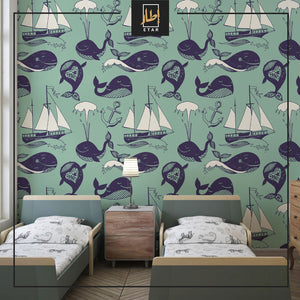 whale pattern wallpaper