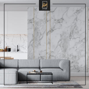 White Marble With Gold Line Wallpaper- Marble Wall Mural-  Living Room Mural