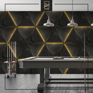 3D Pentagonal black with light wallpaper , wall mural