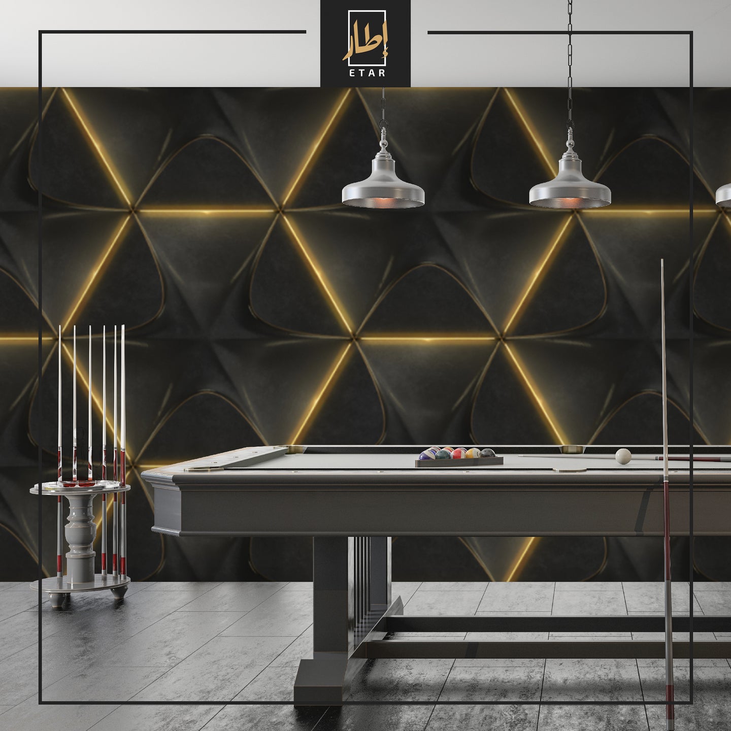 3D Pentagonal black with light wallpaper , wall mural