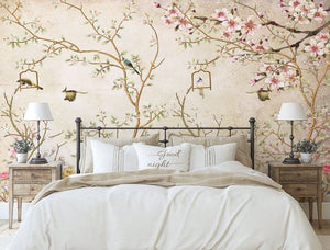 Chinoiserie Design Natural Colors Wallpaper, Elegant Wall Mural, Living Room Asian Art Wall Mural