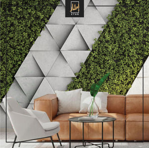 Concrete wall with greenery Effect flat Wall Mural Bedroom Wallpaper Living Room