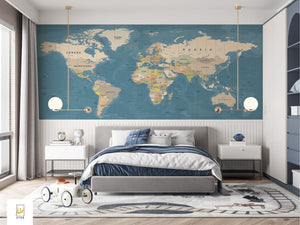 Blue World Map wallpaper