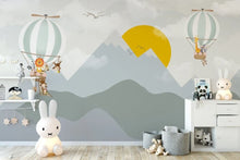 Load image into Gallery viewer, Hot Air Balloon Mountain Textile Wallpaper
