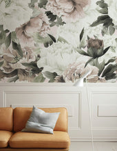 Load image into Gallery viewer, Floral Wallpaper  | Watercolor Soft Peony Flower Wall Mural
