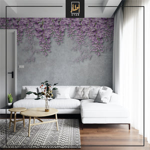 concrete With Sakura branches wallpaper , wall mural