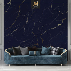 Dark Blue Marble Design Wallpaper - Wall Mural