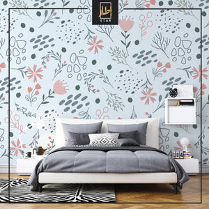 Vintage poppy wallpaper - Floral wall decor, Flowers art prints, Nursery wall decor, Nursery wallpaper